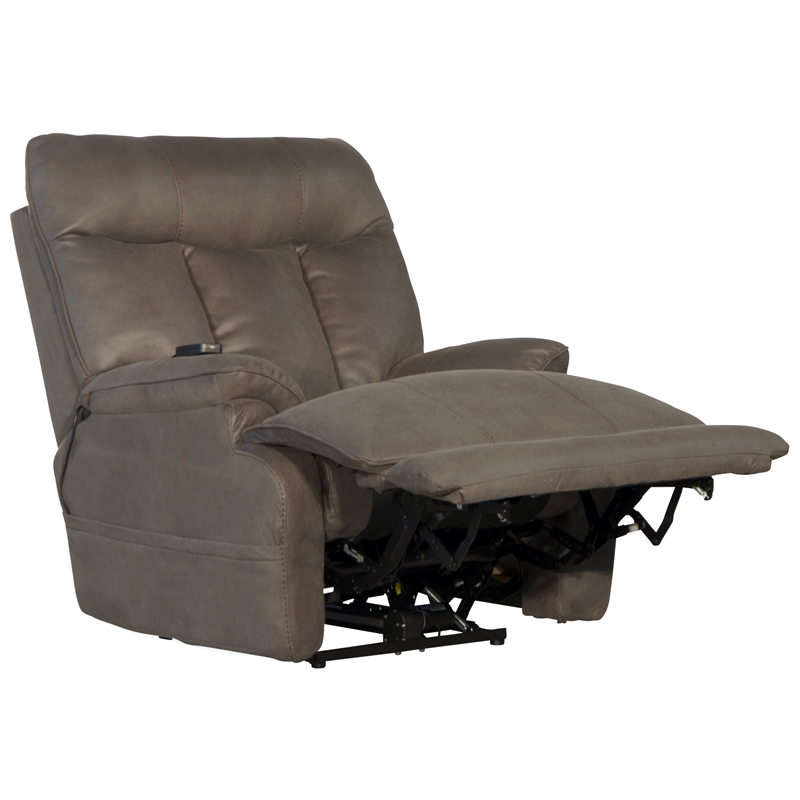 Bowery Hill Power Lay Flat Rec with Heat & Massage in Gray Polyester Fabric