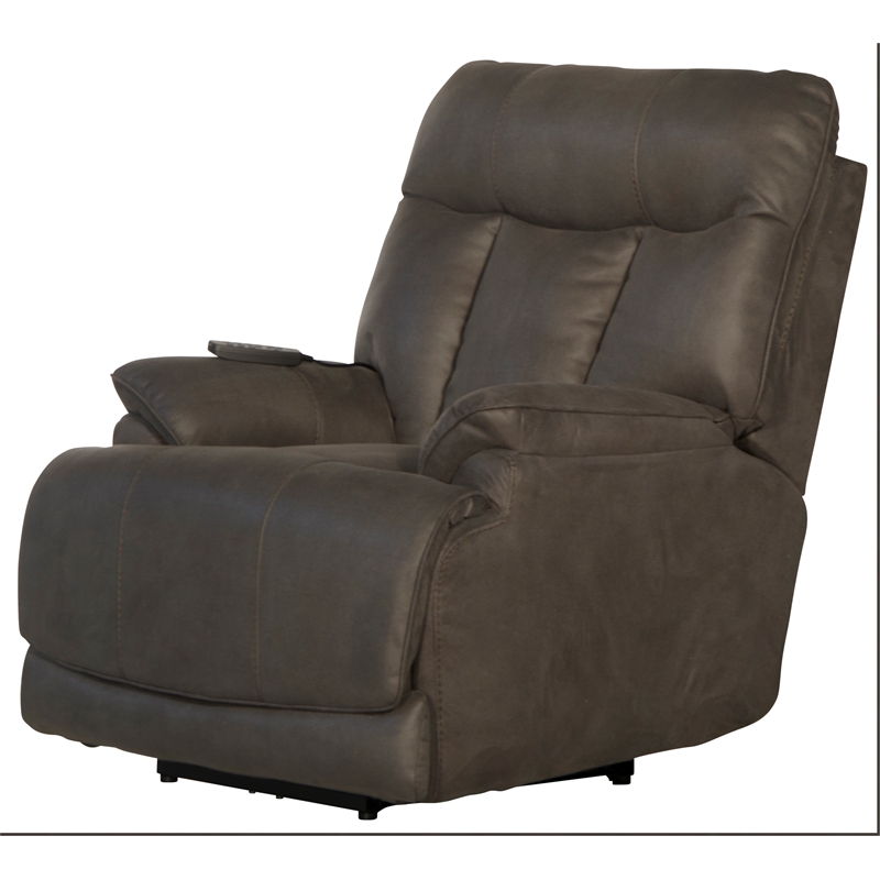 Bowery Hill Power Lay Flat Rec with Heat & Massage in Gray Polyester Fabric