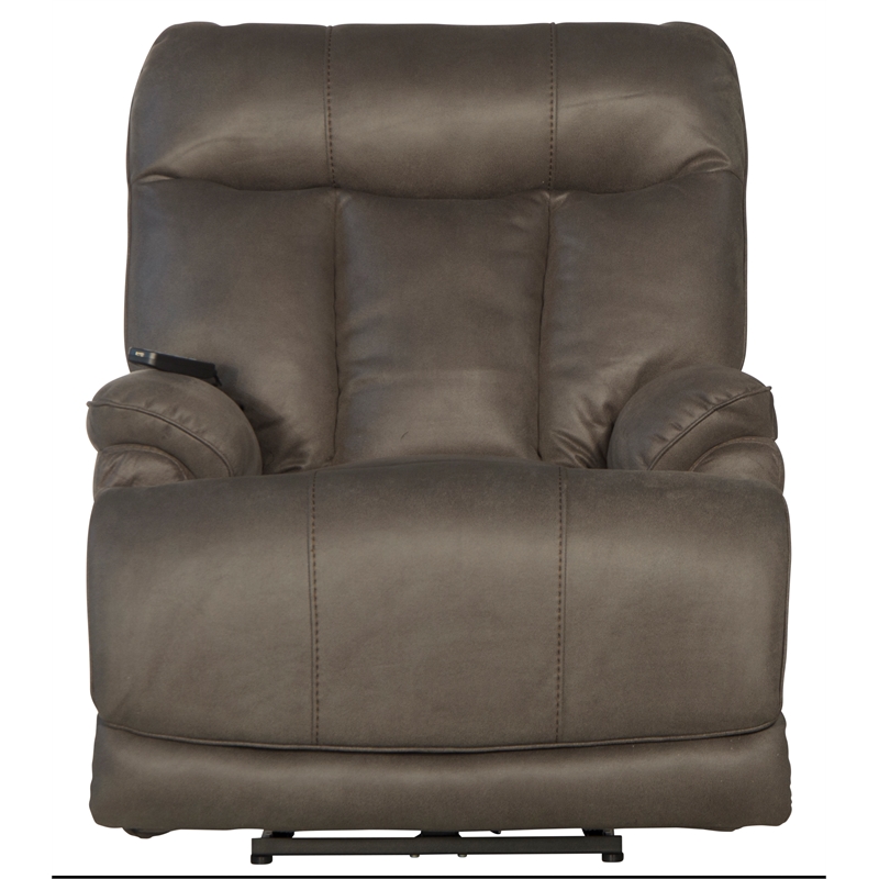Bowery Hill Power Lay Flat Rec with Heat & Massage in Gray Polyester Fabric