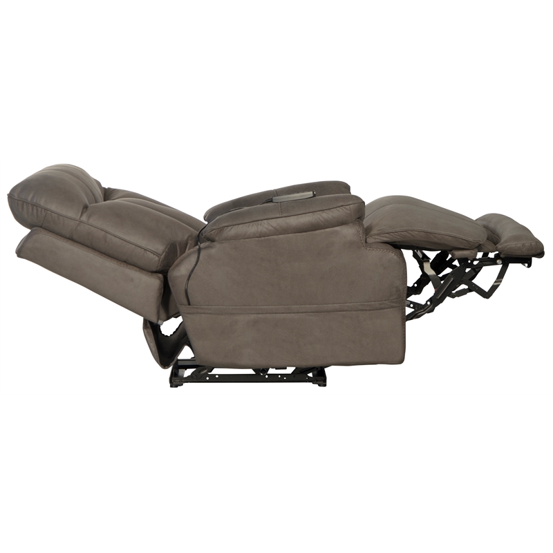 Bowery Hill Power Lay Flat Rec with Heat & Massage in Gray Polyester Fabric