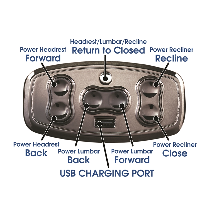 Bowery Hill Power Lay Flat Recliner with Power Headrest in Gray Faux Leather