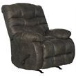 Bowery Hill Traditional Chaise Rocker Recliner in Gray Polyester Fabric