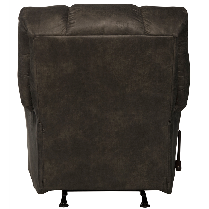 Bowery Hill Traditional Chaise Rocker Recliner in Gray Polyester Fabric