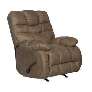 Bowery Hill Brown Polyester Fabric Chaise Rocker Recliner with Pillow Top Arms