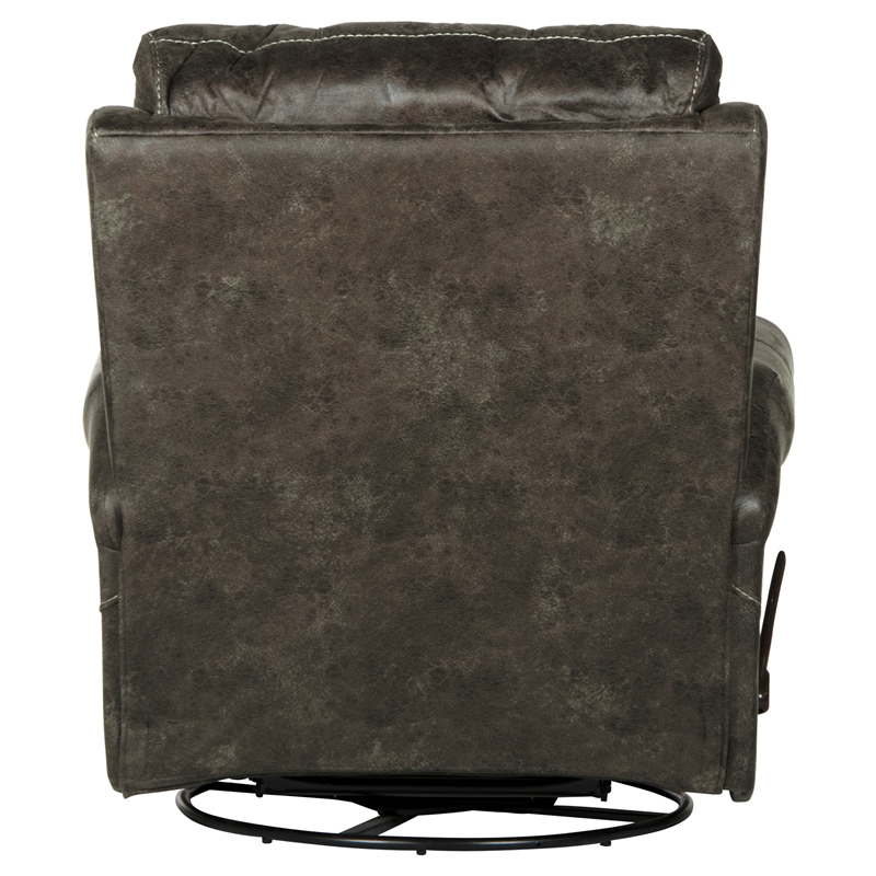 Bowery Hill Traditional Swivel Glider Recliner in Gray Polyester Fabric