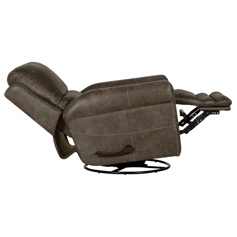 Bowery Hill Traditional Swivel Glider Recliner in Gray Polyester Fabric