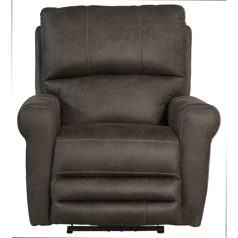 Bowery Hill Power Wall Hugger Recliner in Gray Polyester Fabric