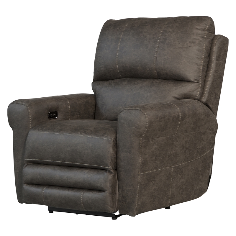 Bowery Hill Power Wall Hugger Recliner in Gray Polyester Fabric
