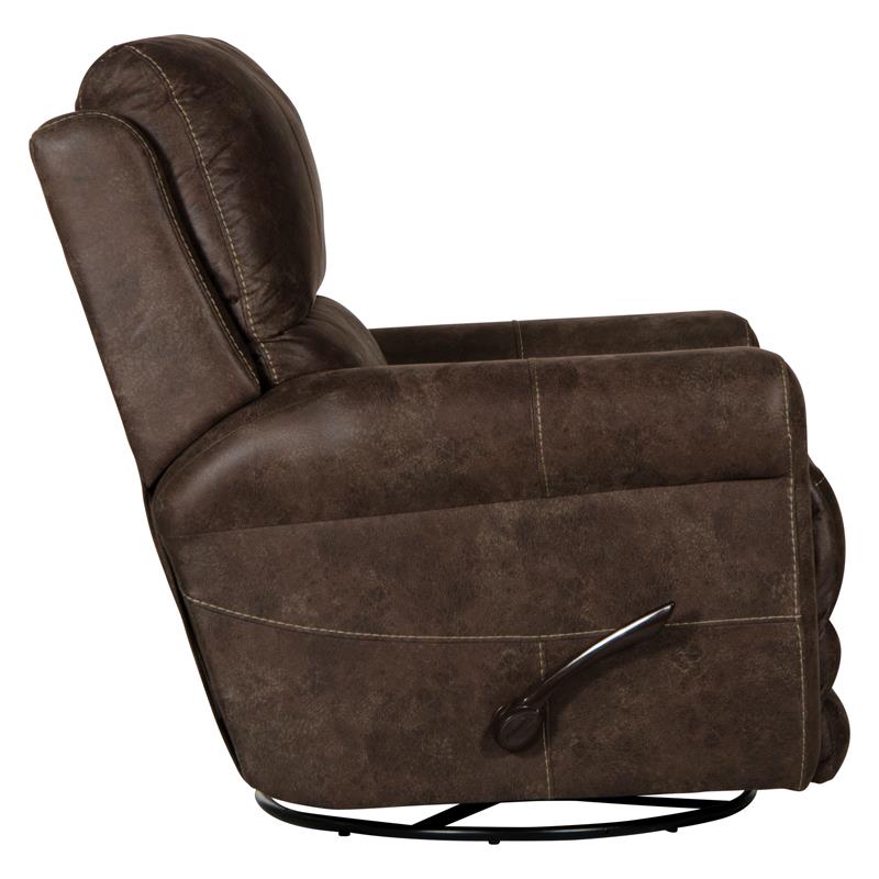 Bowery Hill Swivel Glider Recliner in Brown Polyester Fabric