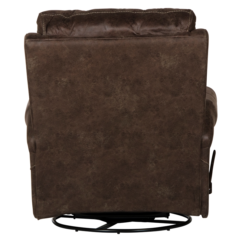 Bowery Hill Swivel Glider Recliner in Brown Polyester Fabric