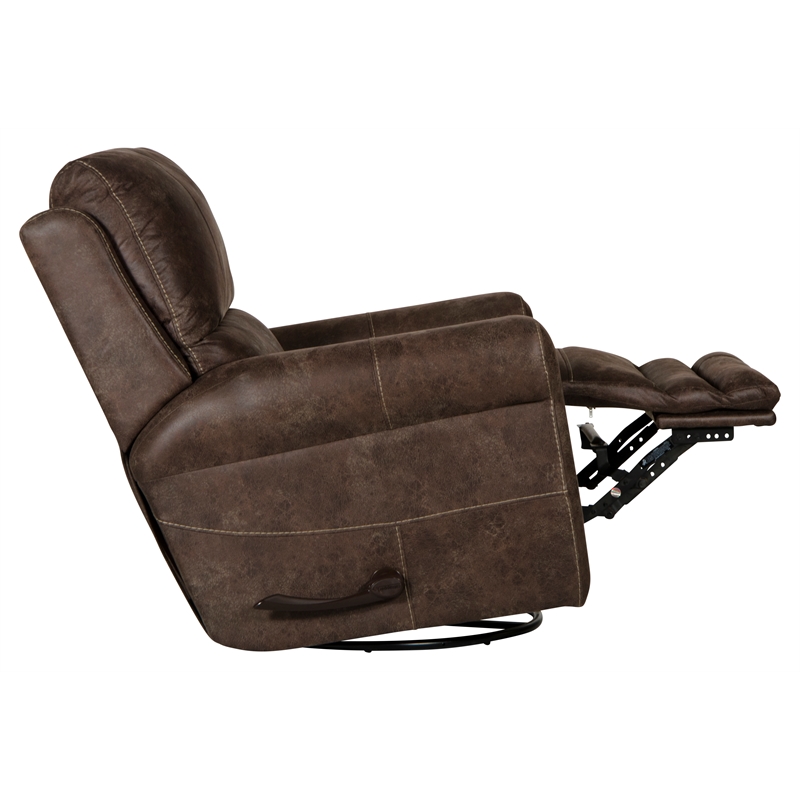 Bowery Hill Swivel Glider Recliner in Brown Polyester Fabric