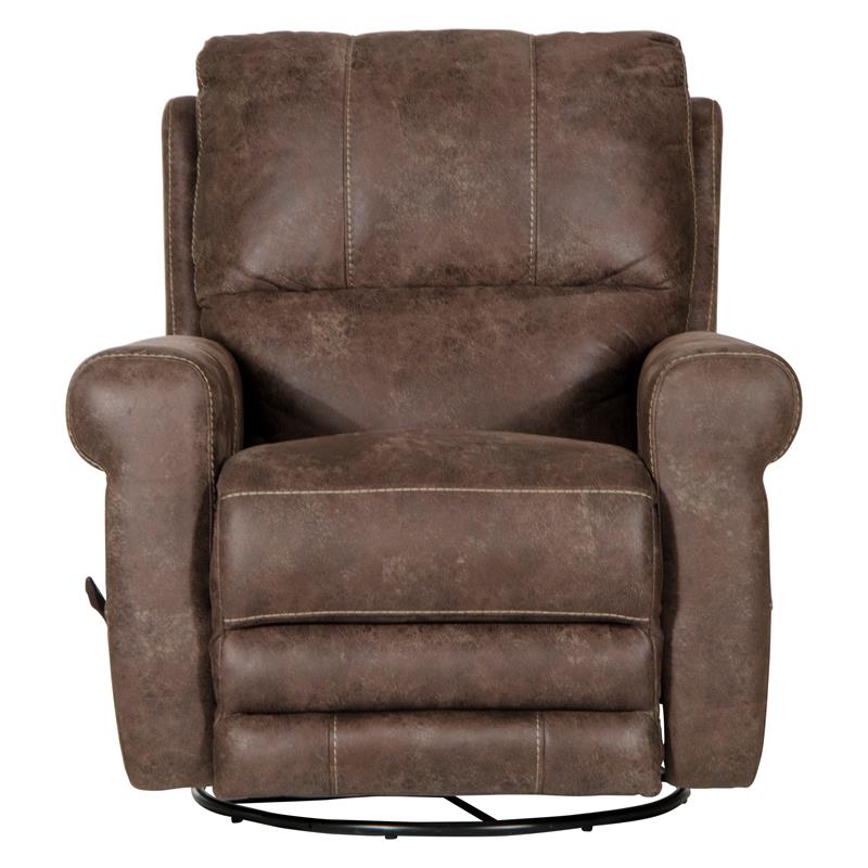 Bowery Hill Swivel Glider Recliner in Brown Polyester Fabric