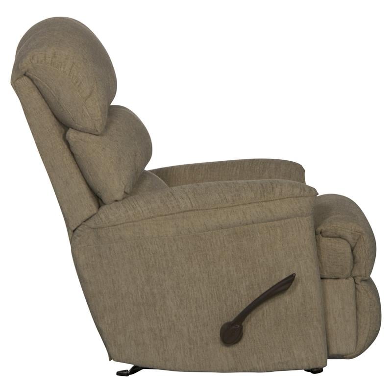 Bowery Hill Traditional Chaise Rocker Recliner in Beige Chenile Fabric