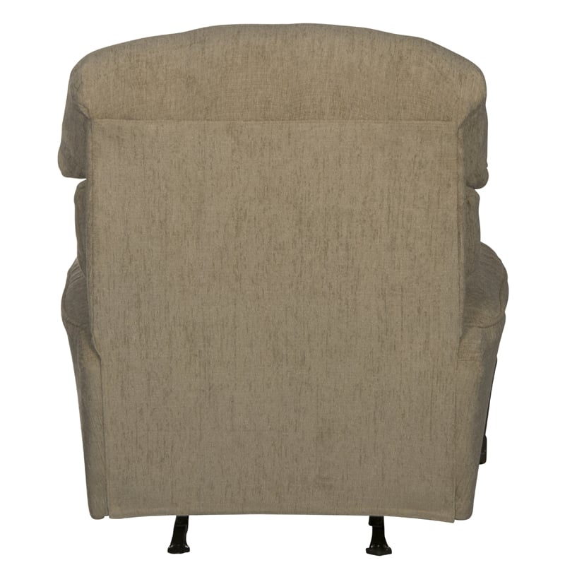 Bowery Hill Traditional Chaise Rocker Recliner in Beige Chenile Fabric