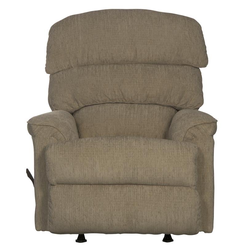 Bowery Hill Traditional Chaise Rocker Recliner in Beige Chenile Fabric