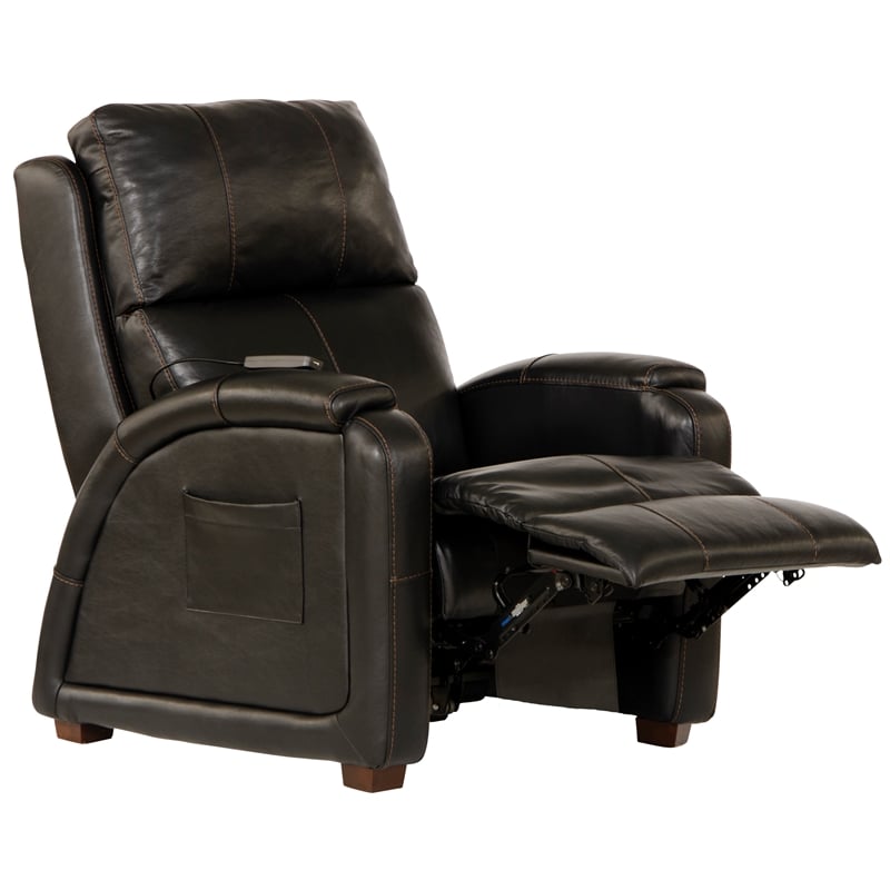 Bowery Hill Power Zero Gravity Recliner in Italian Black Leather