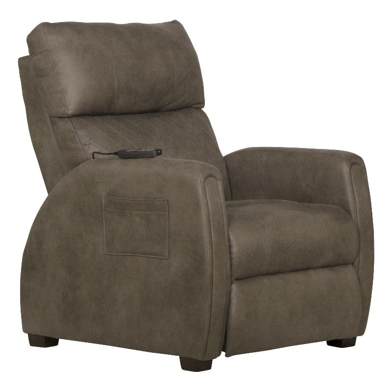 Bowery Hill Power Zero Gravity Recliner in Taupe Polyester Fabric