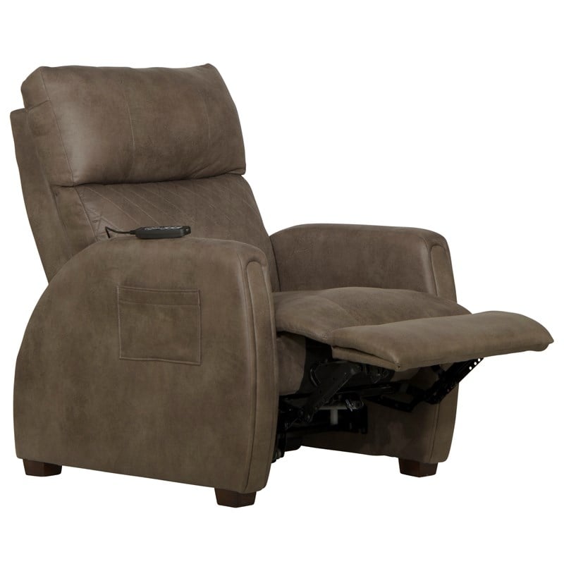 Bowery Hill Power Zero Gravity Recliner in Taupe Polyester Fabric