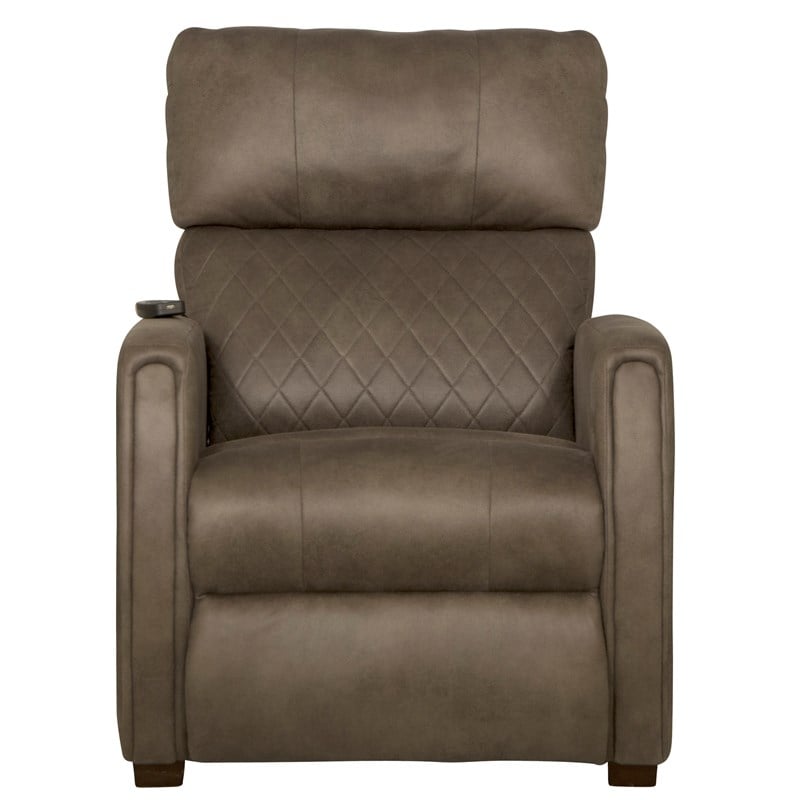 Bowery Hill Power Zero Gravity Recliner in Taupe Polyester Fabric