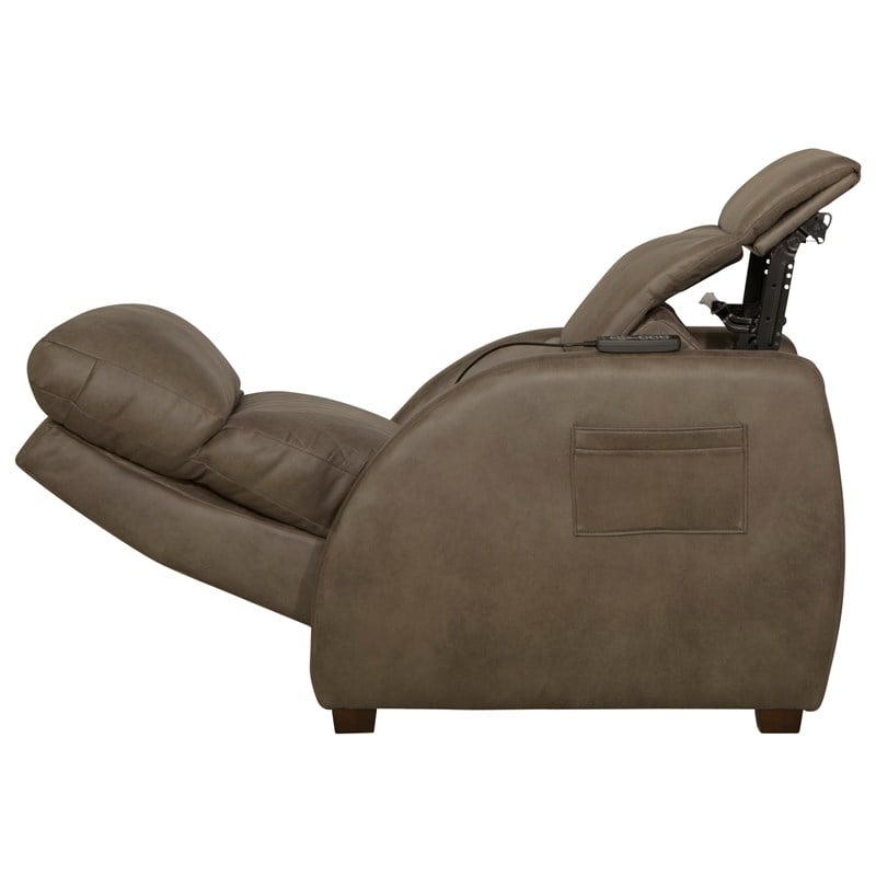 Bowery Hill Power Zero Gravity Recliner in Taupe Polyester Fabric