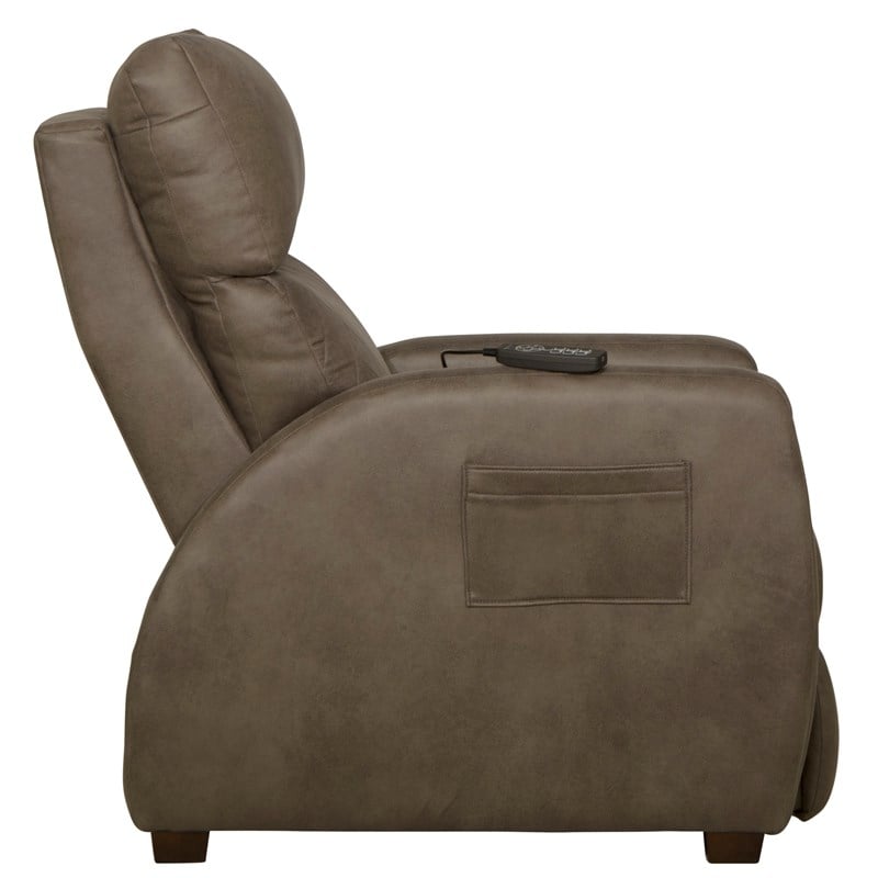 Bowery Hill Power Zero Gravity Recliner in Taupe Polyester Fabric