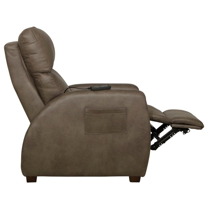 Bowery Hill Power Zero Gravity Recliner in Taupe Polyester Fabric