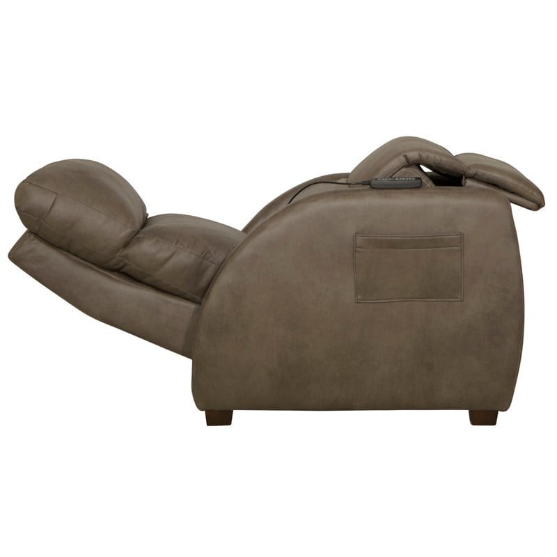 Bowery Hill Power Zero Gravity Recliner in Taupe Polyester Fabric