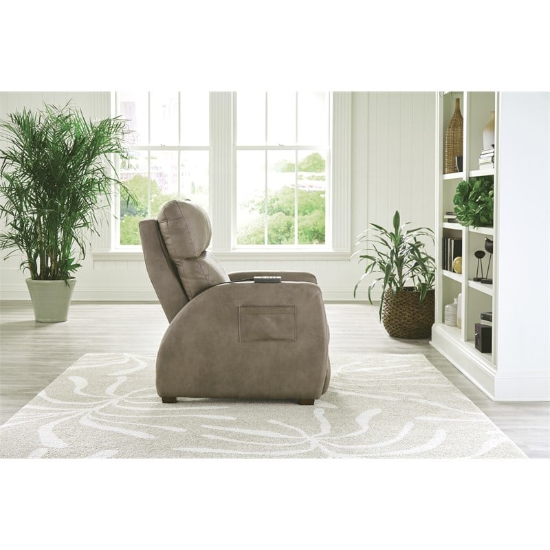 Bowery Hill Power Zero Gravity Recliner in Taupe Polyester Fabric