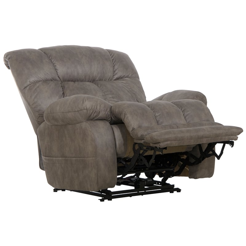 Bowery Hill Oversized Power Lay Flat Recliner in Gray Fabric