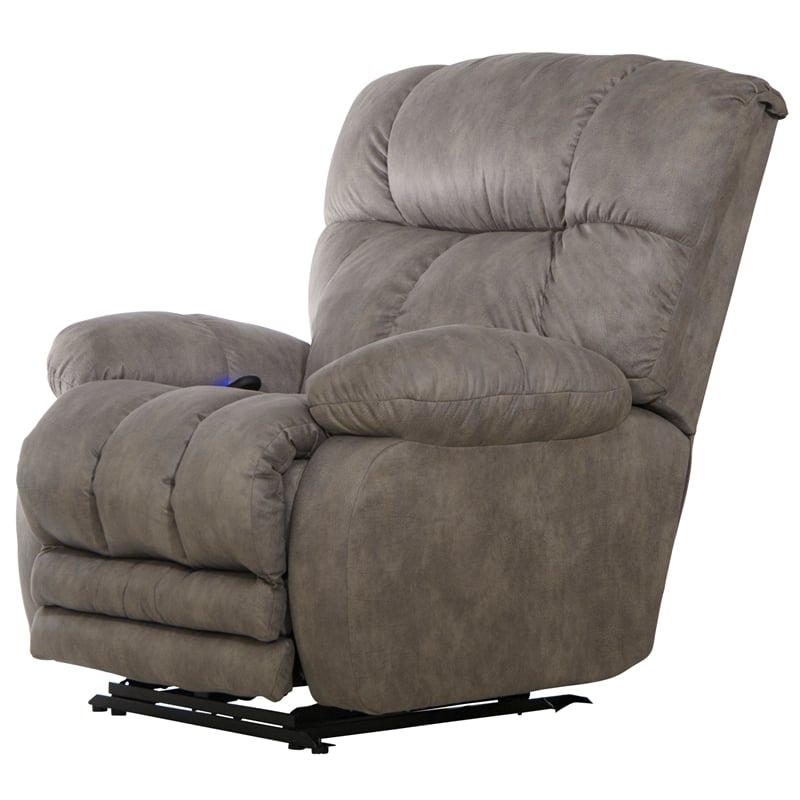 Bowery Hill Oversized Power Lay Flat Recliner in Gray Fabric