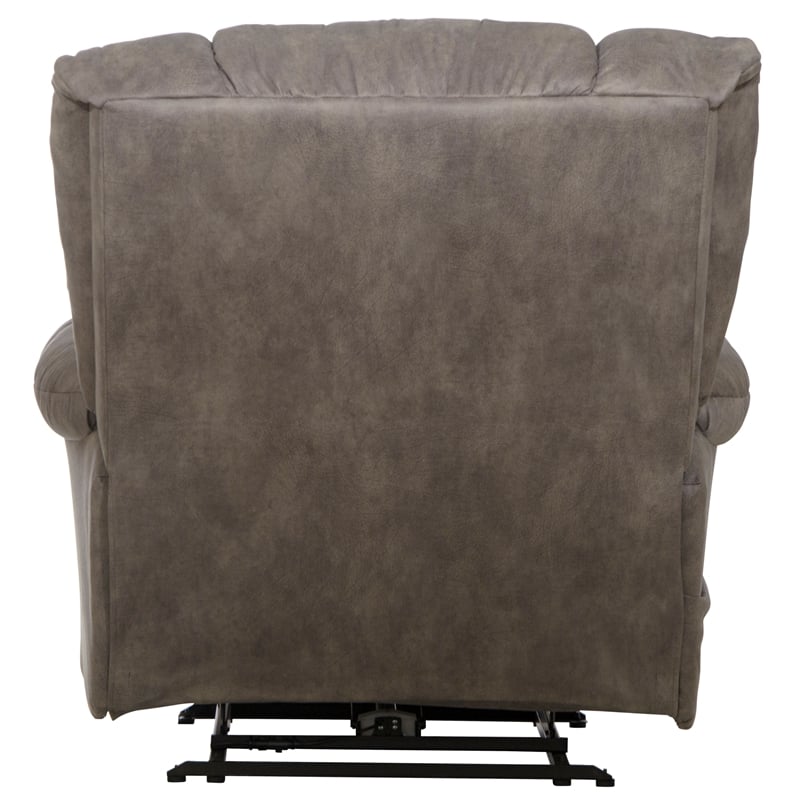Bowery Hill Oversized Power Lay Flat Recliner in Gray Fabric