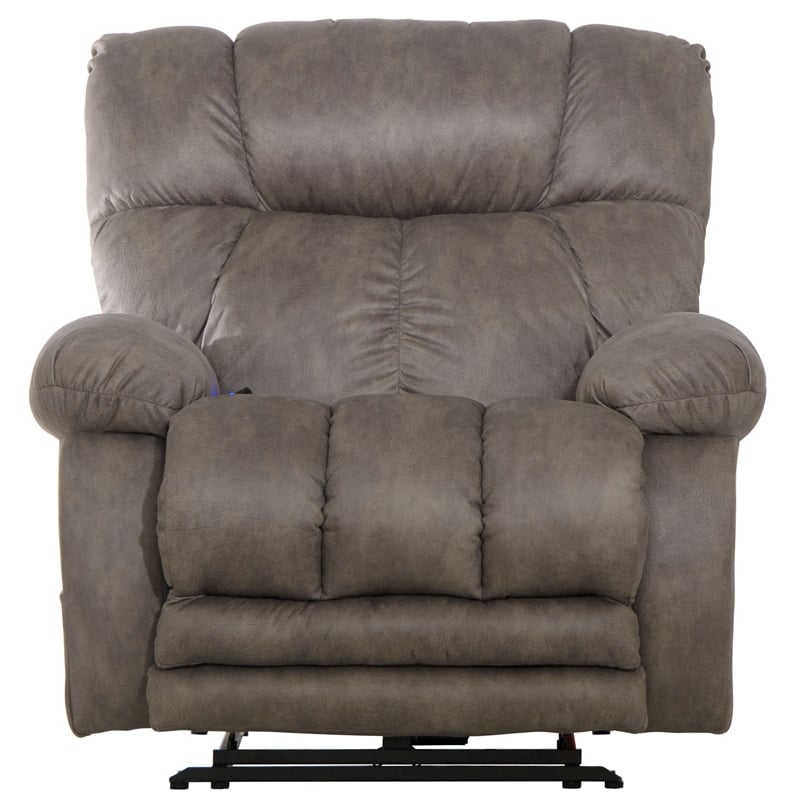Bowery Hill Oversized Power Lay Flat Recliner in Gray Fabric