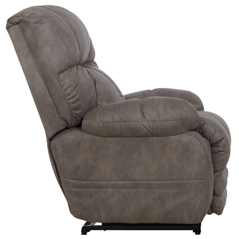 Bowery Hill Oversized Power Lay Flat Recliner in Gray Fabric