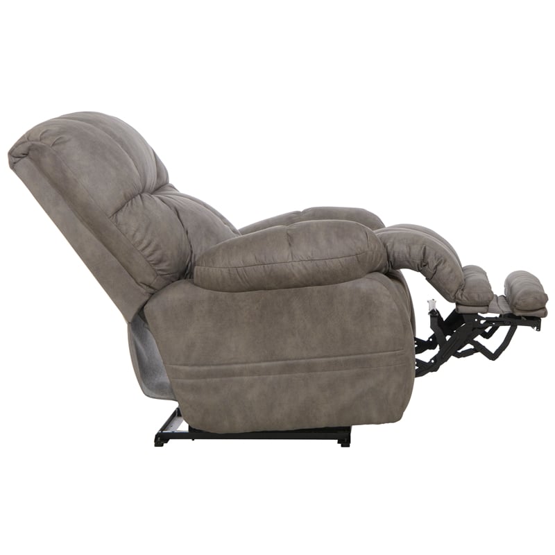 Bowery Hill Oversized Power Lay Flat Recliner in Gray Fabric