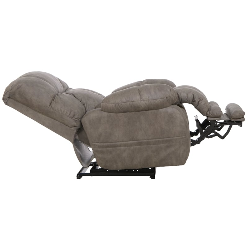 Bowery Hill Oversized Power Lay Flat Recliner in Gray Fabric