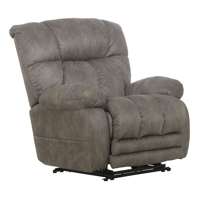 Bowery Hill Oversized Power Lay Flat Recliner in Gray Fabric