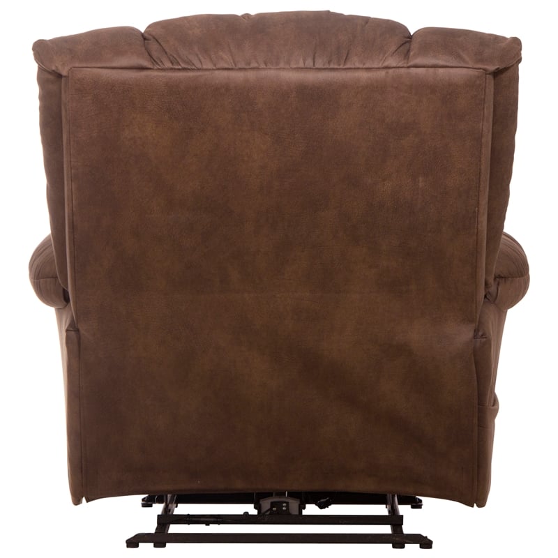 Bowery Hill Oversized Power Lay Flat Recliner in Brown Fabric