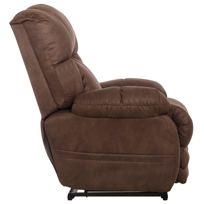 Bowery Hill Oversized Power Lay Flat Recliner in Brown Fabric