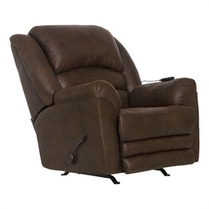 Bowery Hill Rocker Recliner with Heat and Massage in Walnut Polyester Fabric