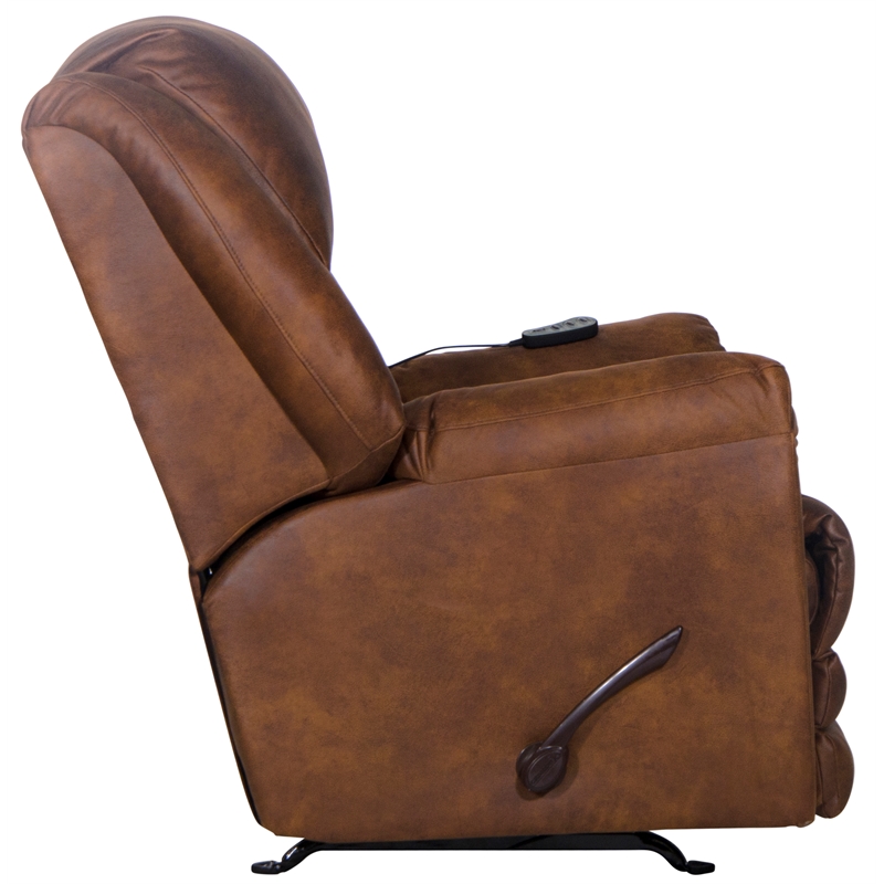 Bowery Hill Rocker Recliner with Heat and Massage in Auburn Polyester Fabric