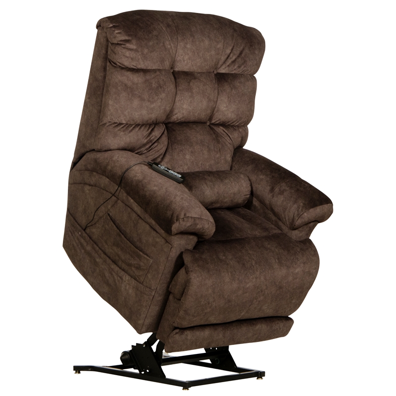 Bowery Hill Power Lift Recliner with Zero Gravity Recline in Brown Fabric