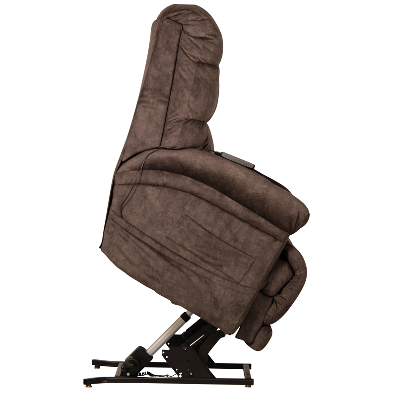 Bowery Hill Power Lift Recliner with Zero Gravity Recline in Brown Fabric