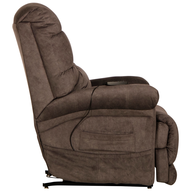 Bowery Hill Power Lift Recliner with Zero Gravity Recline in Brown Fabric