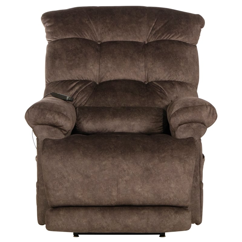 Bowery Hill Power Lift Recliner with Zero Gravity Recline in Brown Fabric