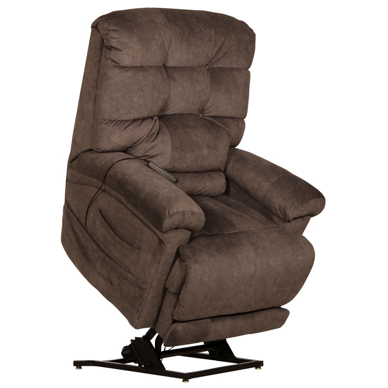 Bowery Hill Power Lift Recliner with Zero Gravity Recline in Brown Fabric