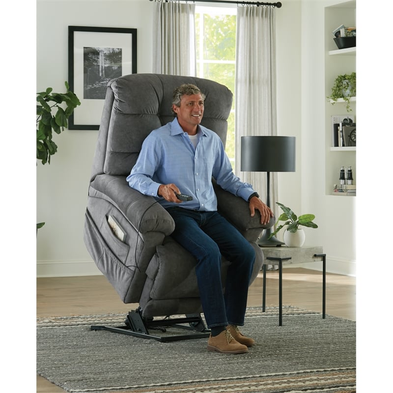 Bowery Hill Power Lift Recliner with Zero Gravity Recline in Gray Fabric