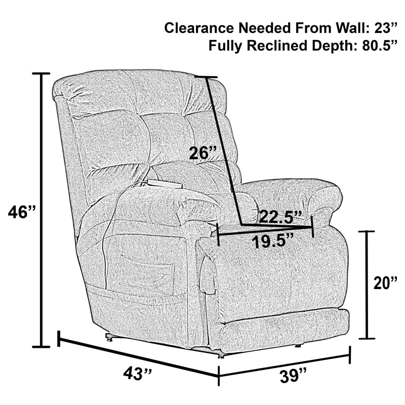 Bowery Hill Power Lift Recliner with Zero Gravity Recline in Gray Fabric