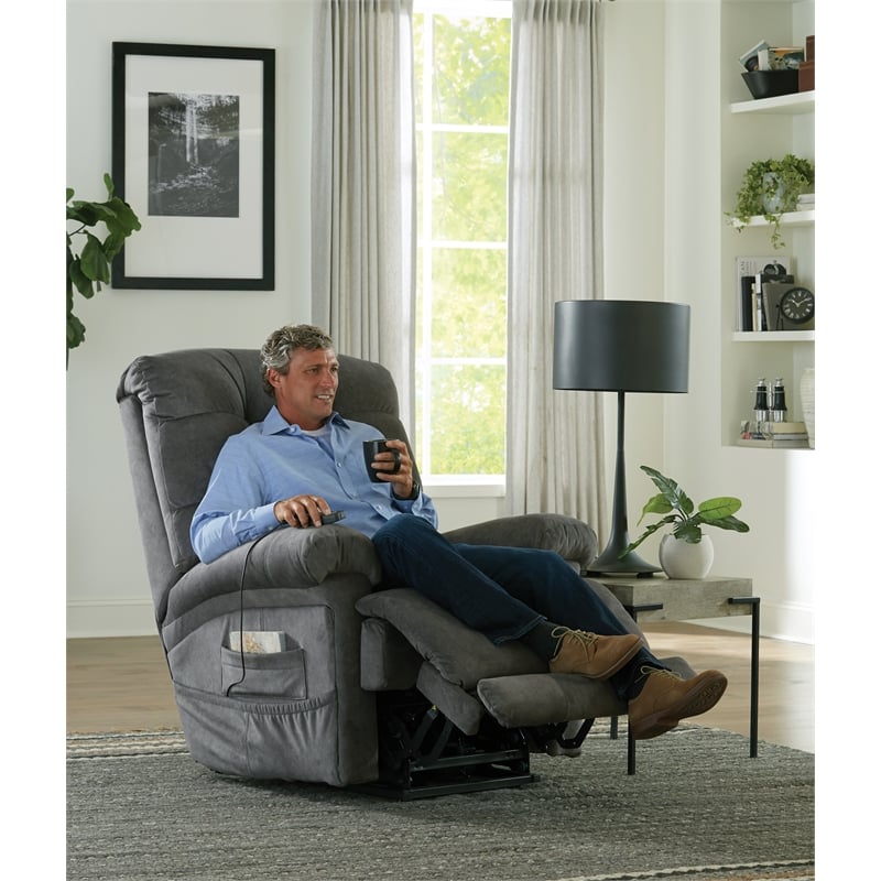 Bowery Hill Power Lift Recliner with Zero Gravity Recline in Gray Fabric