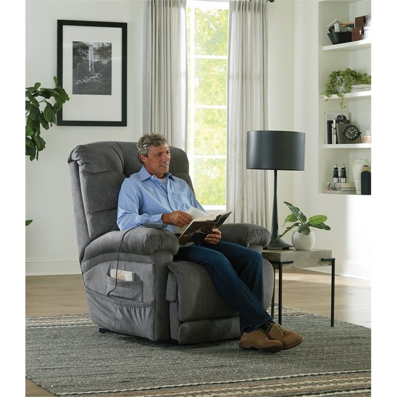 Bowery Hill Power Lift Recliner with Zero Gravity Recline in Gray Fabric