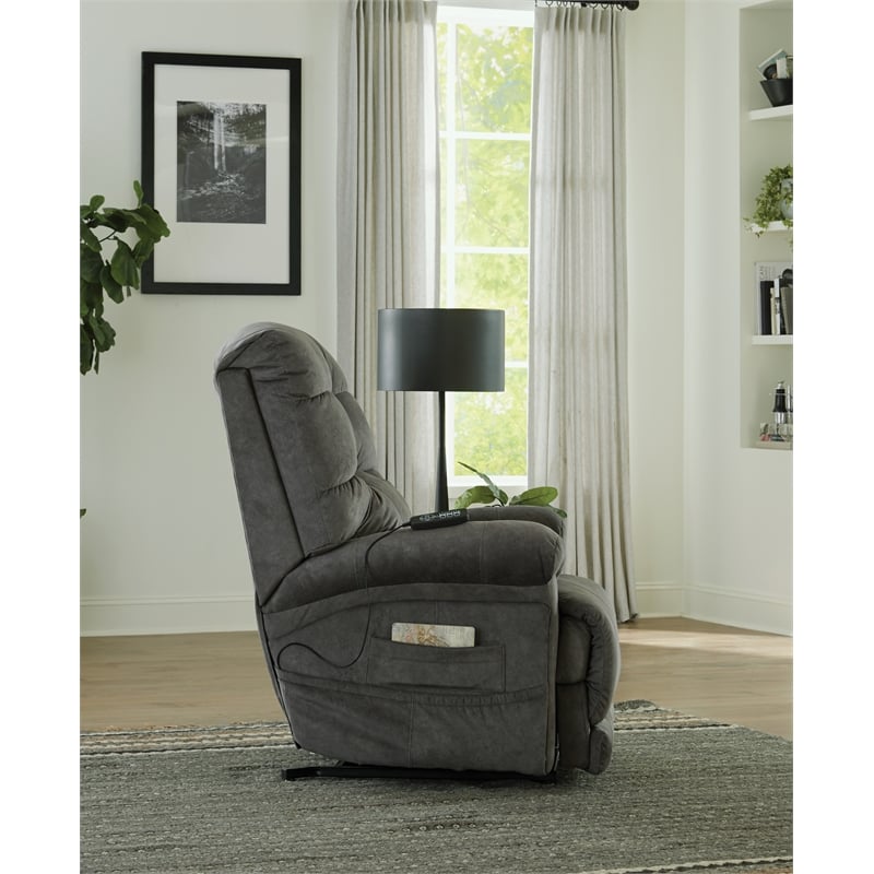 Bowery Hill Power Lift Recliner with Zero Gravity Recline in Gray Fabric
